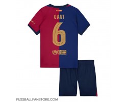 Barcelona Paez Gavi #6 Replik Heimtrikot Kinder 2024-25 Kurzarm (+ Kurze Hosen)